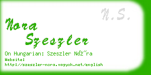 nora szeszler business card